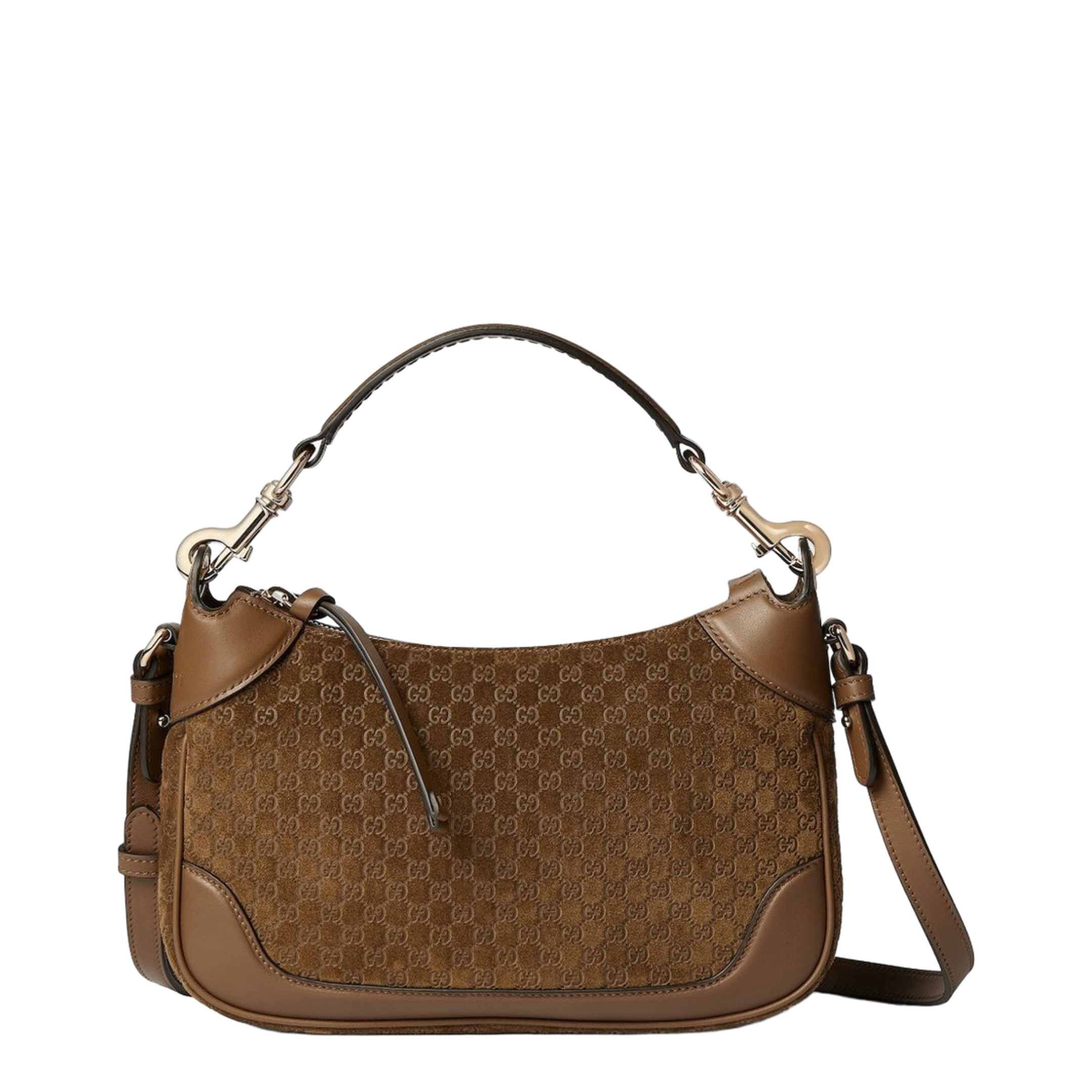 B Small Micro GG Suede Shoulder Bag - Brown - Image 1