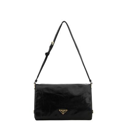Black Medium Leather Shoulder Bag - Image 1