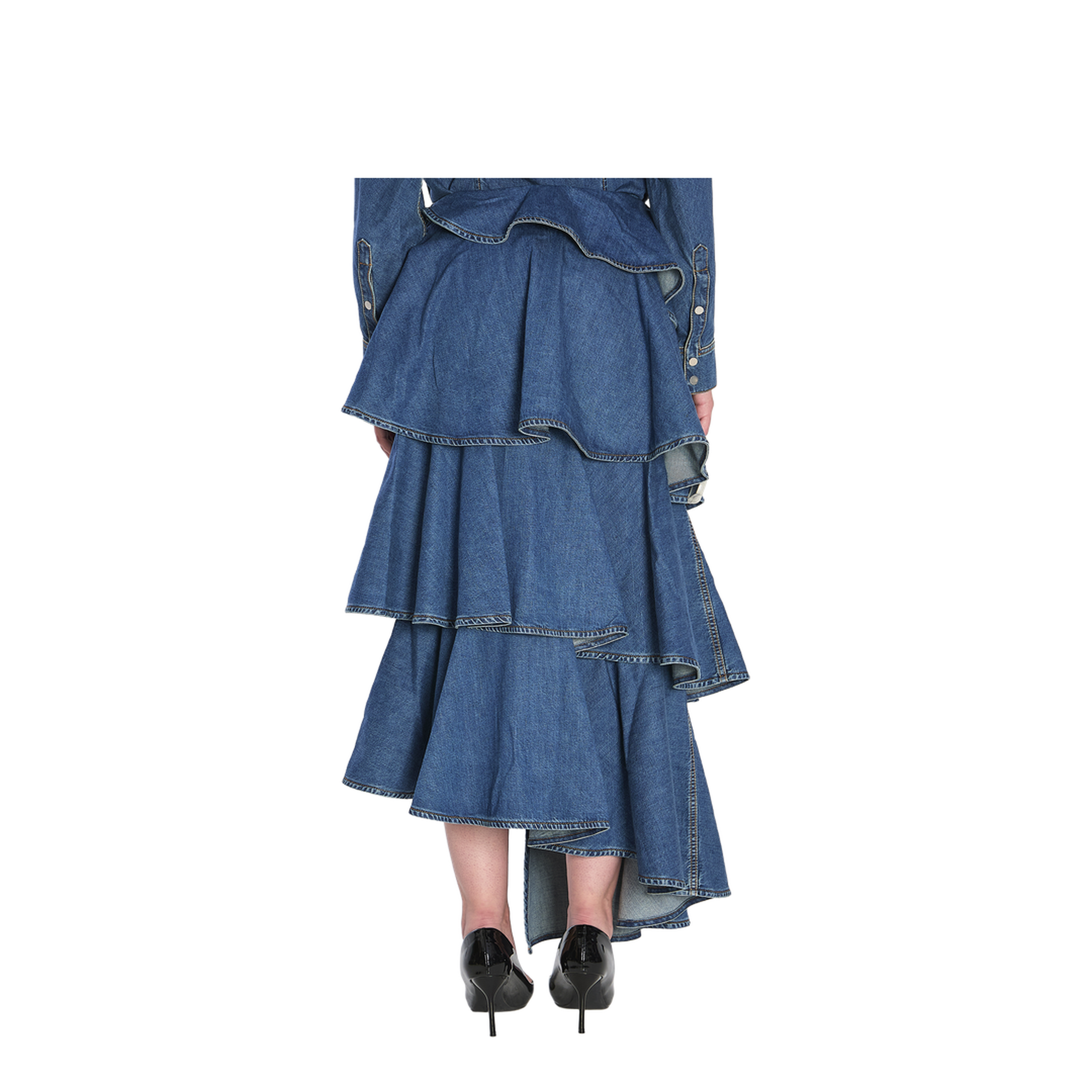 Spiral Maxi Skirt in Denim - Image 4