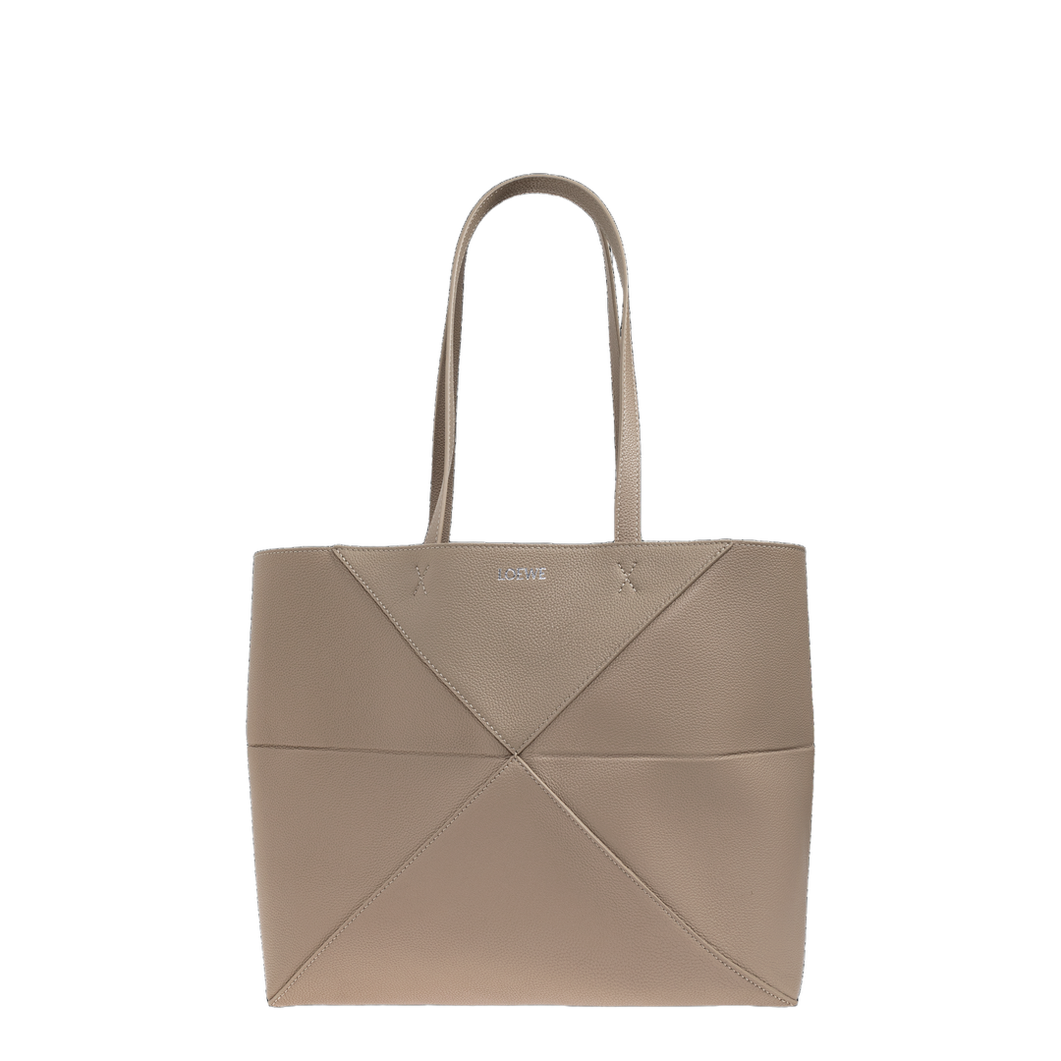 Puzzle Fold Medium Soft Grained Calfskin Tote - Clay - Image 1