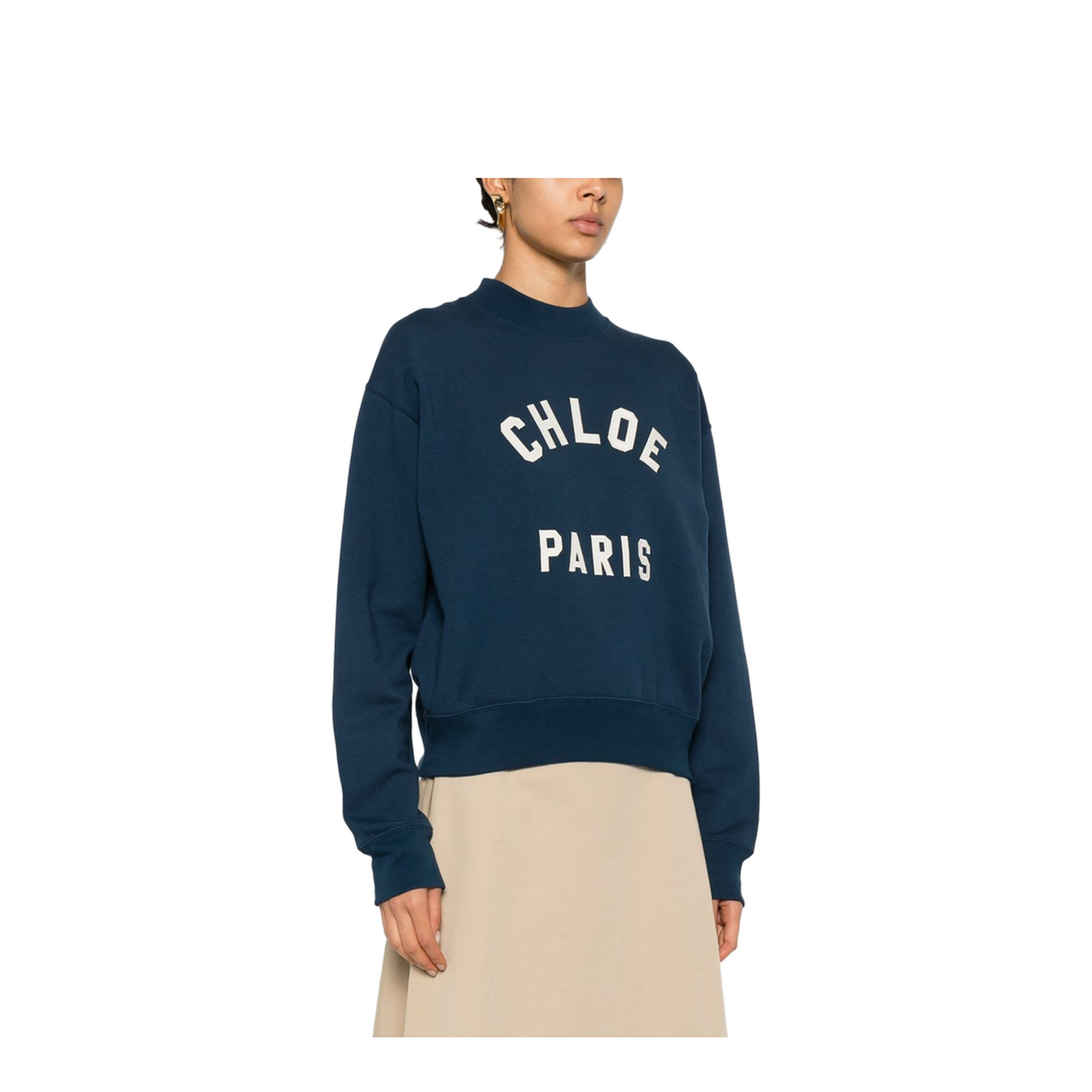 Mock-neck logo sweater in cotton fleece - Image 2