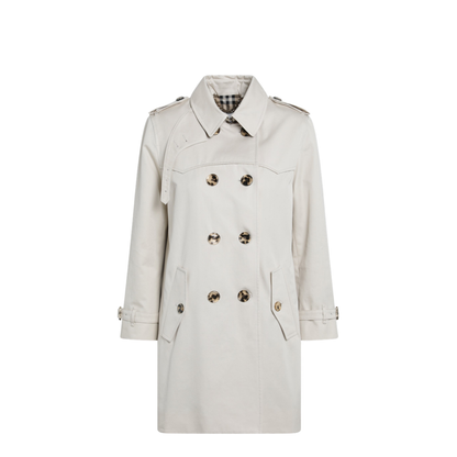 Short Summerside Trench Coat In Cotton Gabardine Beige - Image 1