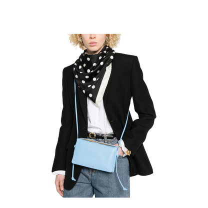 Trio Flap Mini Lambskin Crossbody Bag - Teal Blue - Image 2