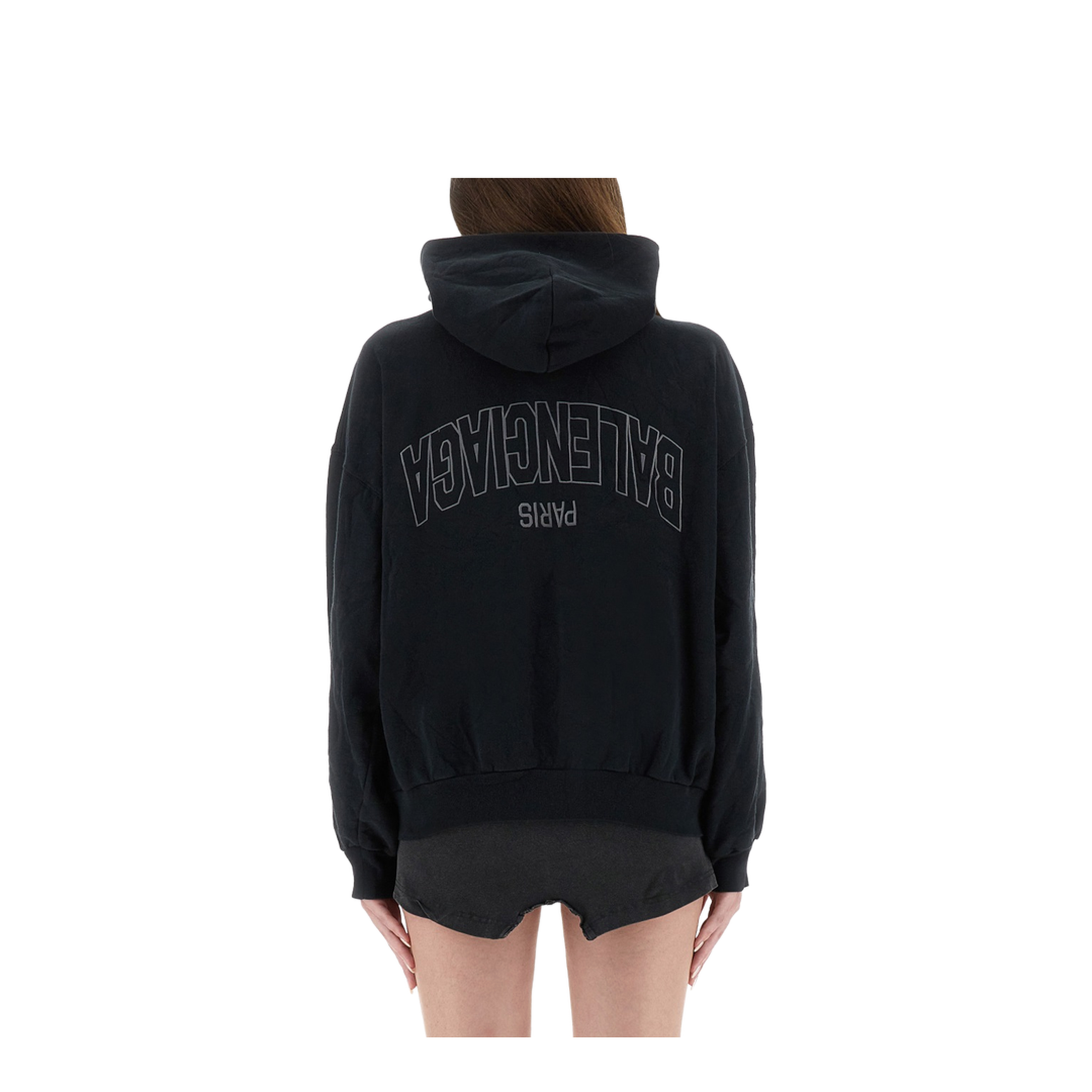 Flipped Uni Zip-up Hoodie Regular Fit in Black Faded - Image 5