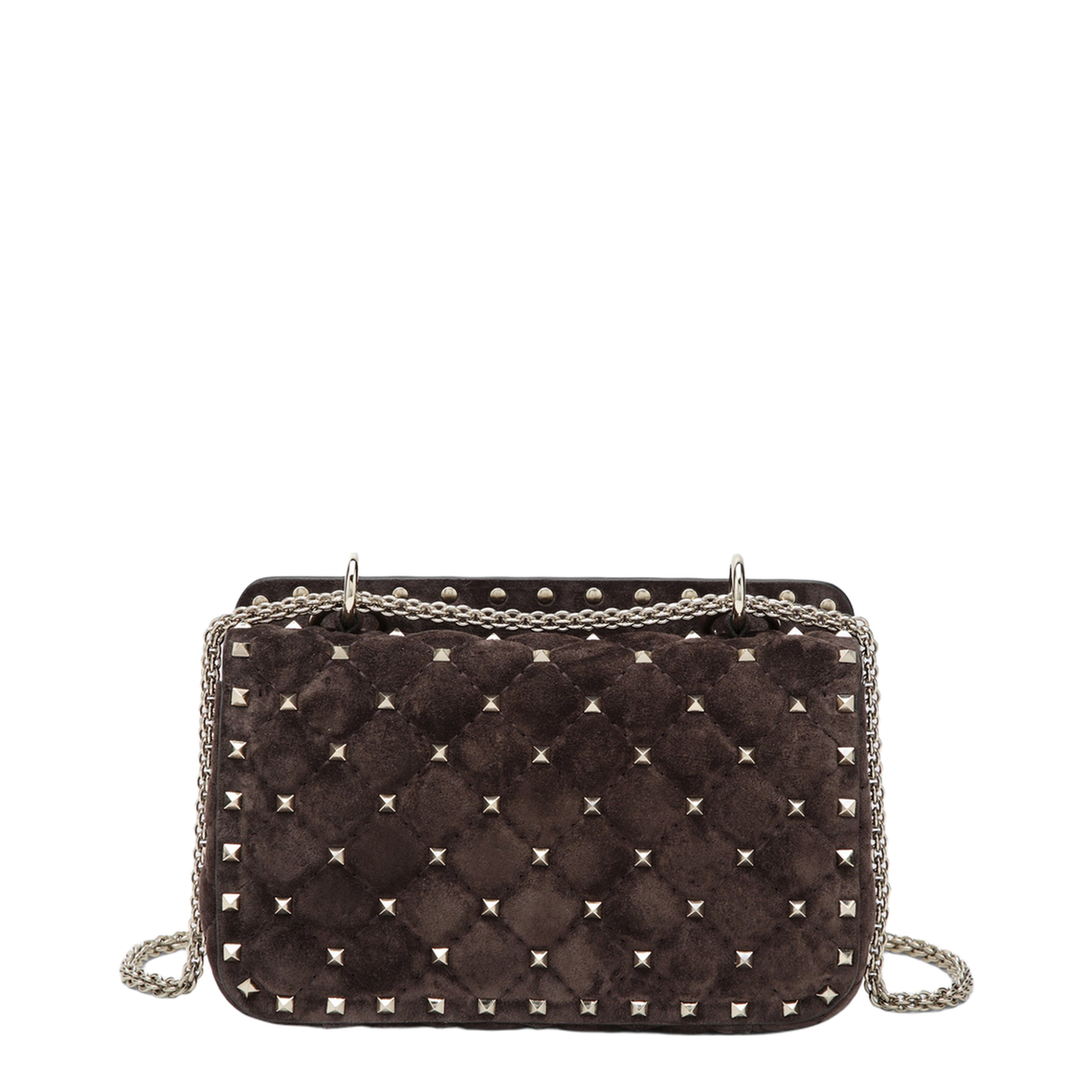 Rockstud Spike Bag in Brown Suede - Image 2