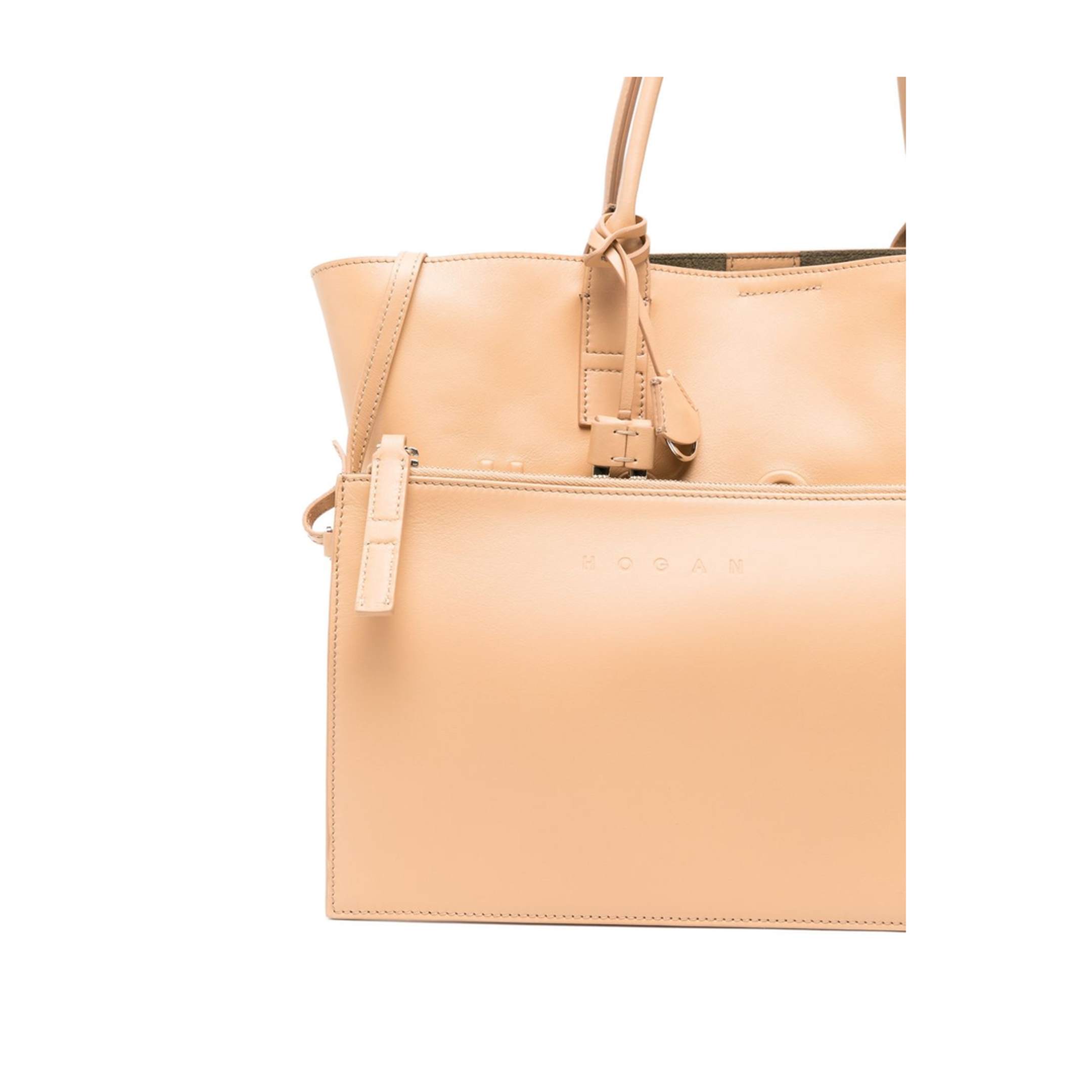 Address Small Calf Leather Tote - Beige - Image 3