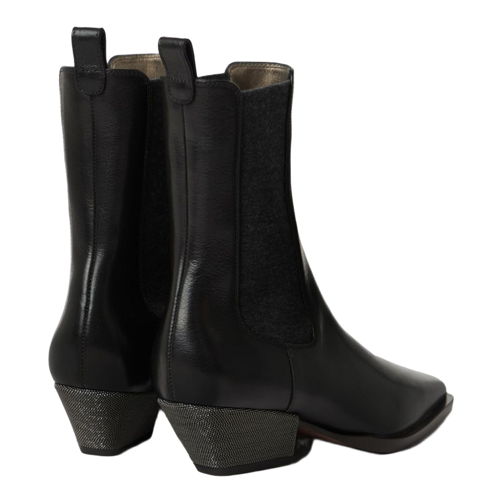 Cuban Heel Leather Boots - Black - Image 4