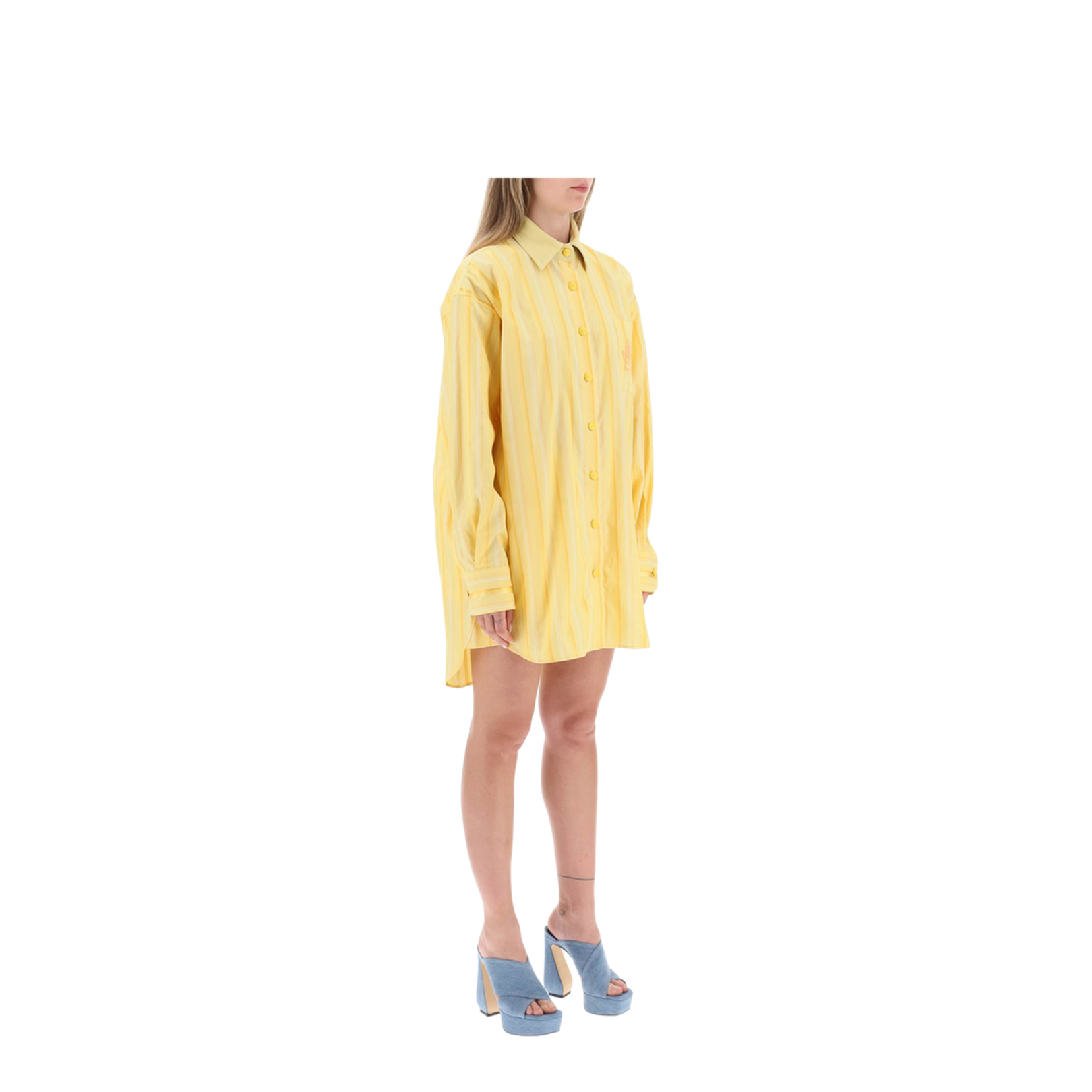Striped Shirt Dress - Yellow - Image 2