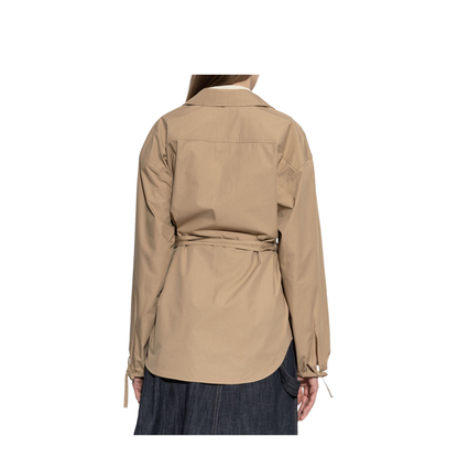 Beige Cotton Poplin Zip-Up Shirt Jacket - Image 3