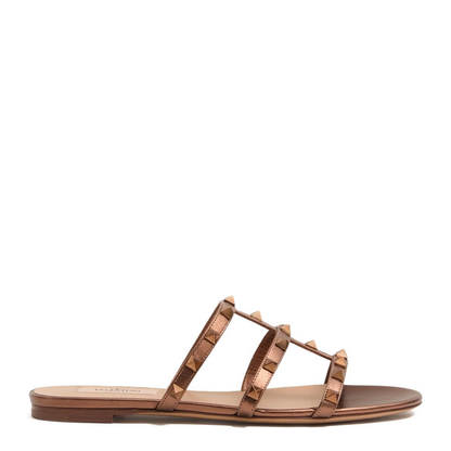 Rockstud Leather Flat Sandals - Image 1