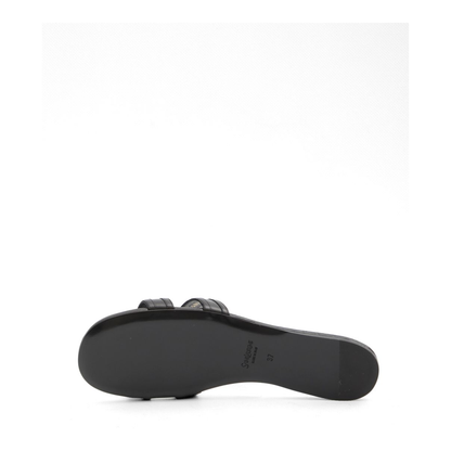 MABROUKA Slides in Smooth Leather in Black - Image 3