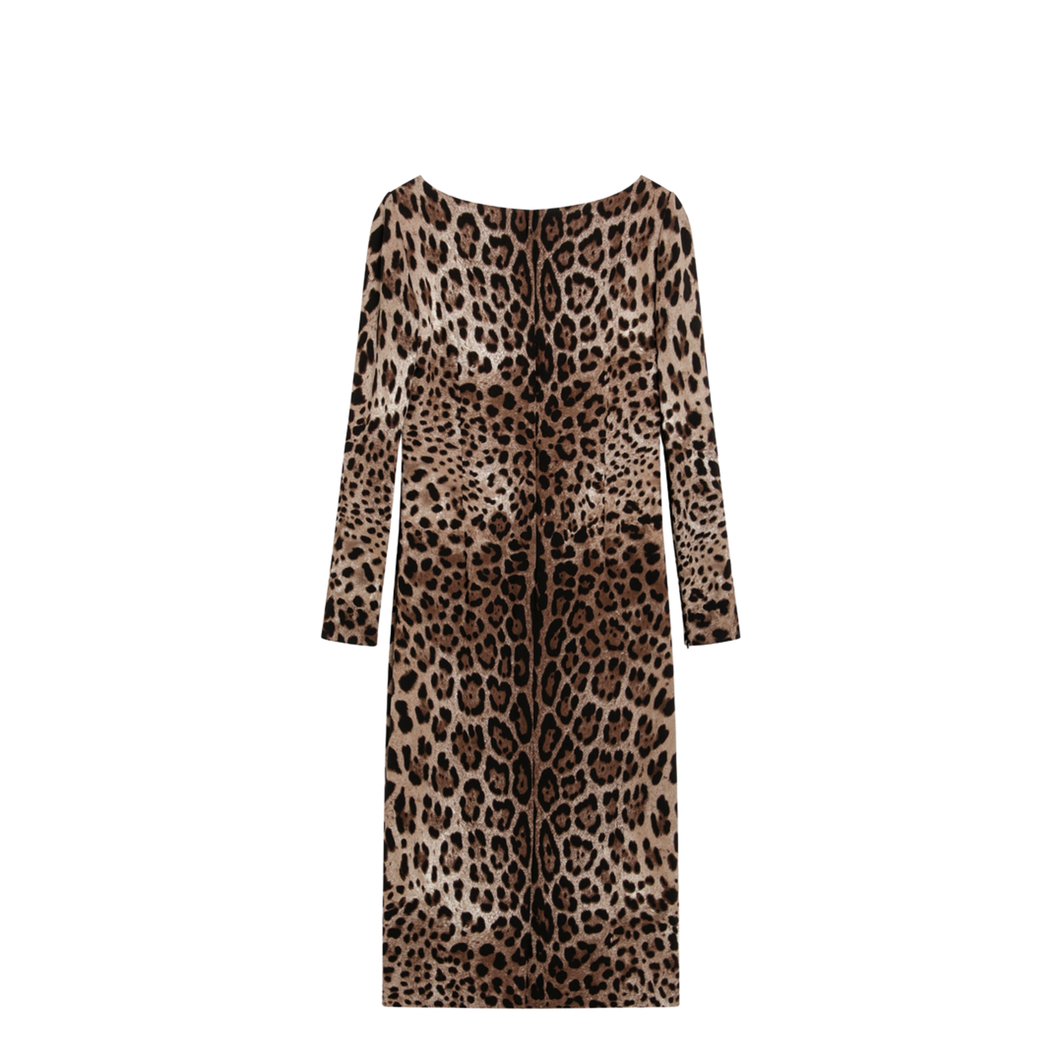 Leopard-print long-sleeve dress in viscose - Image 2