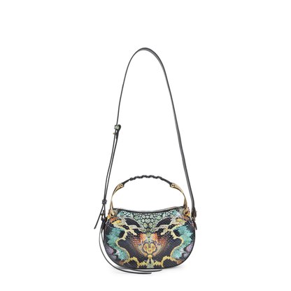 Wishbone Mini Python-Embossed Leather Shoulder Bag - Multicolor Gold - Image 2