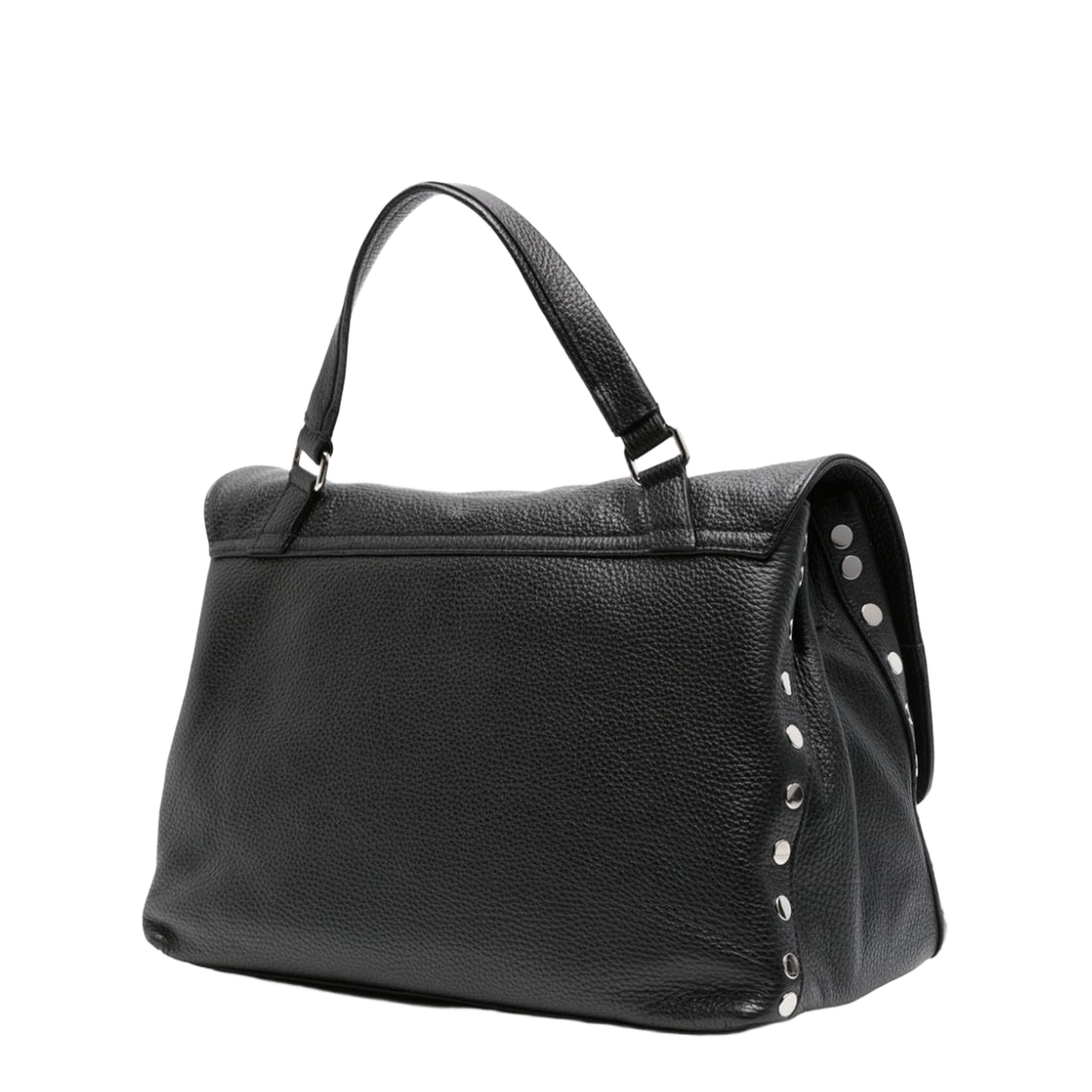 Postina Daily Medium Calf Leather Top-Handle Bag - Black Nero (Nero) - Image 3