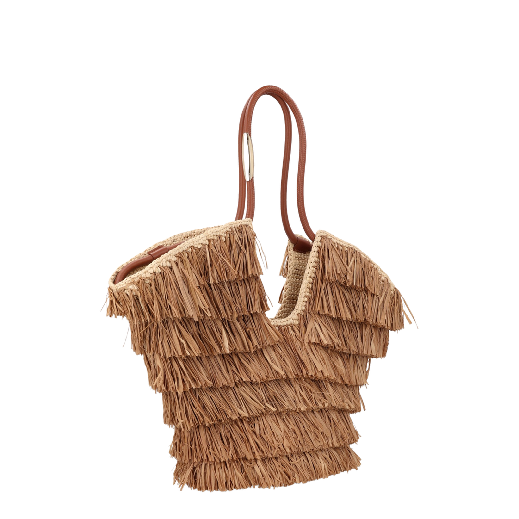 Goldentime Medium Fringed Tote Bag - Brown - Image 2