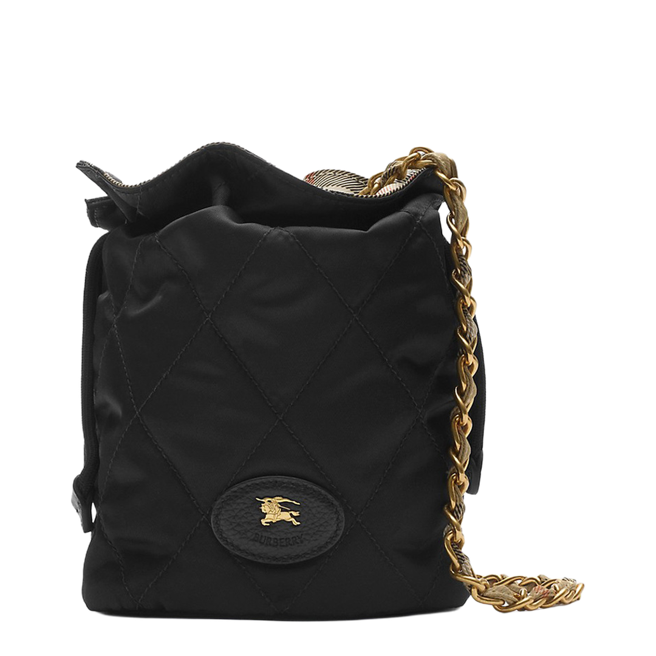 Horseshoe Quilted Nylon Crossbody Bag - Black - Image 5