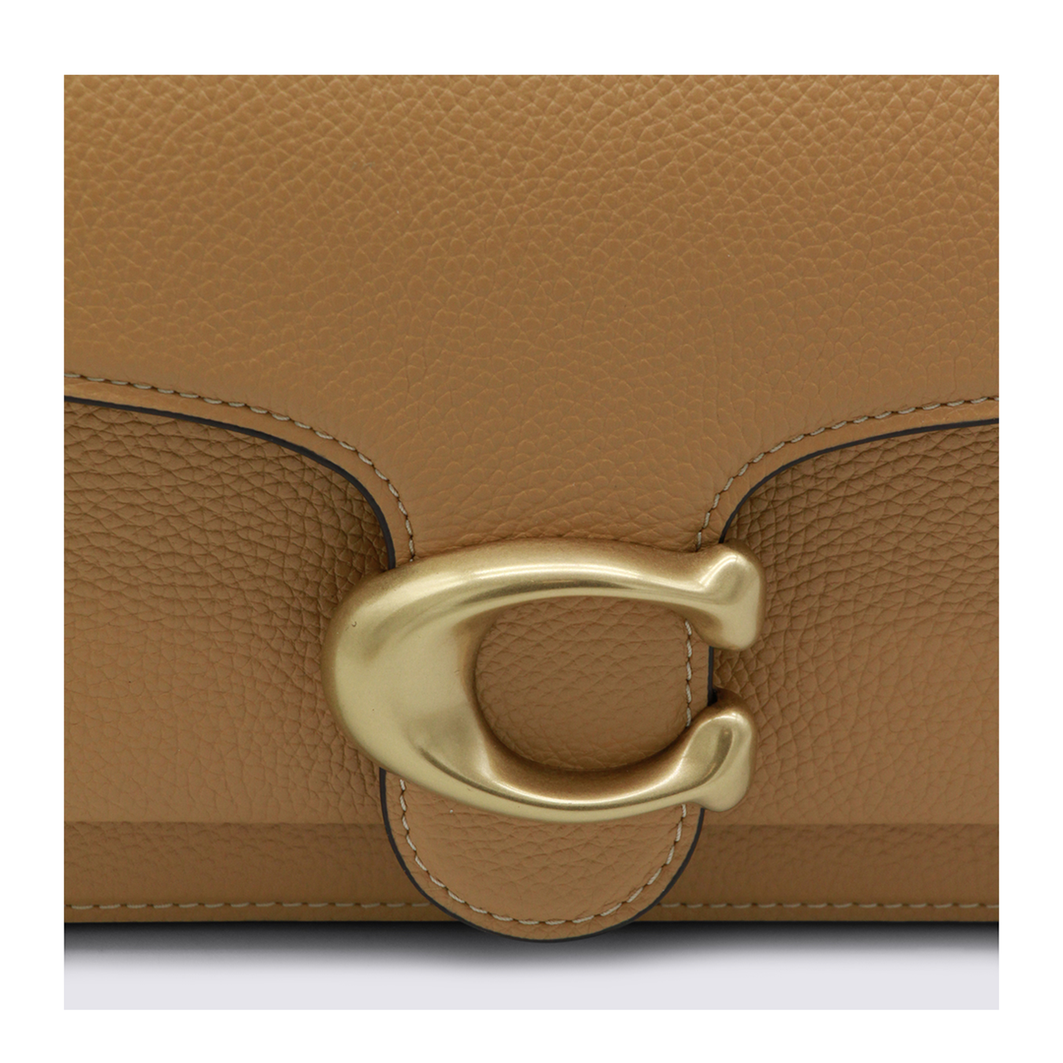 Tabby 26 Polished Pebble Leather Shoulder Bag - Brass/Biscuit - Image 8