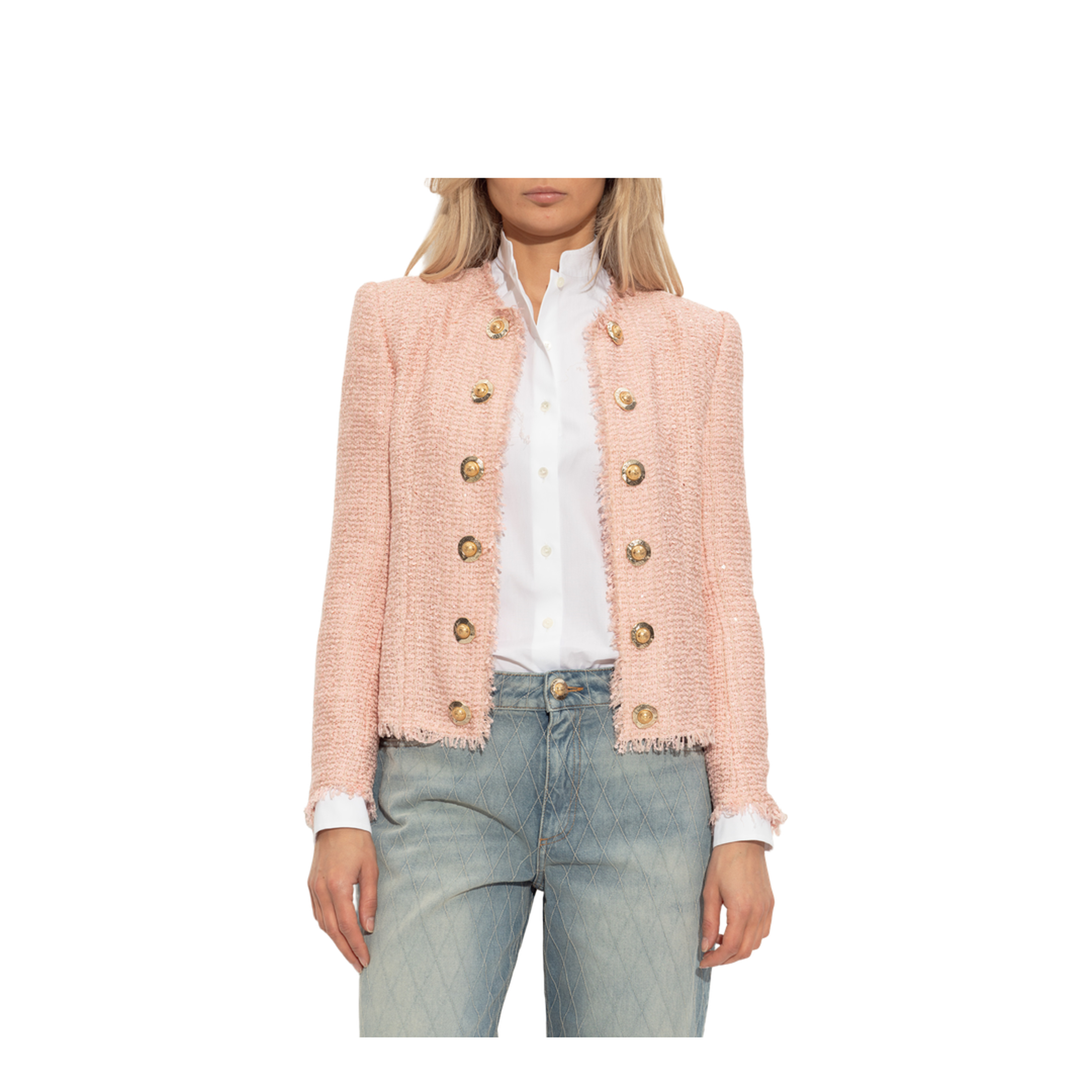Sequin Tweed Jacket Pink - Image 2