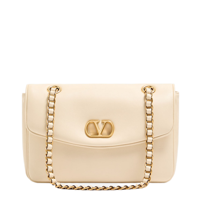 Djuna Medium Nappa Leather Chain Shoulder Bag - Ren Ivory White - Image 1