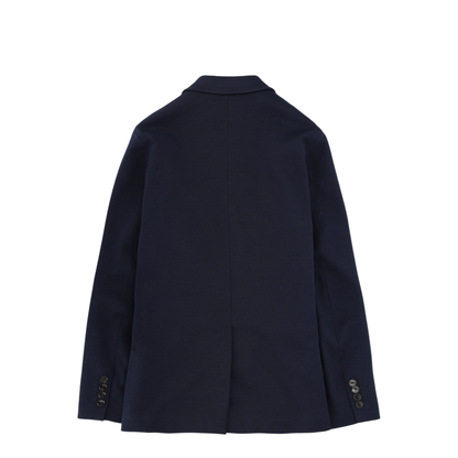 Single-breast Cotton Jersey Jacket in Dark Blue - Image 3