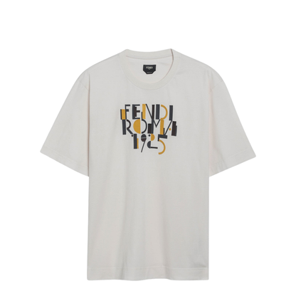 White Cotton T-Shirt with Logo Print - Image 1