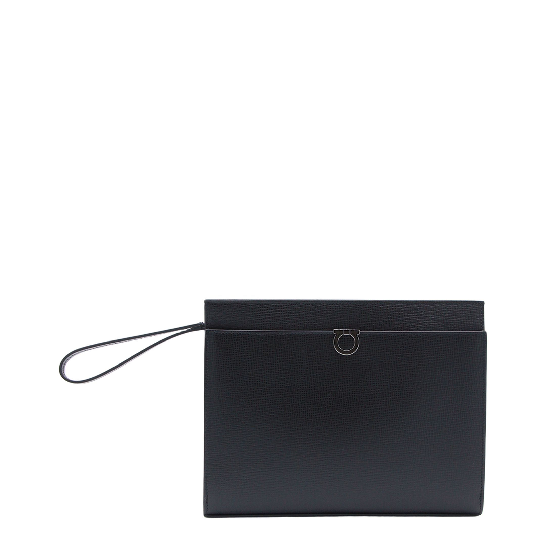 Gancini Hammered Calfskin Pouch - Nero - Image 1