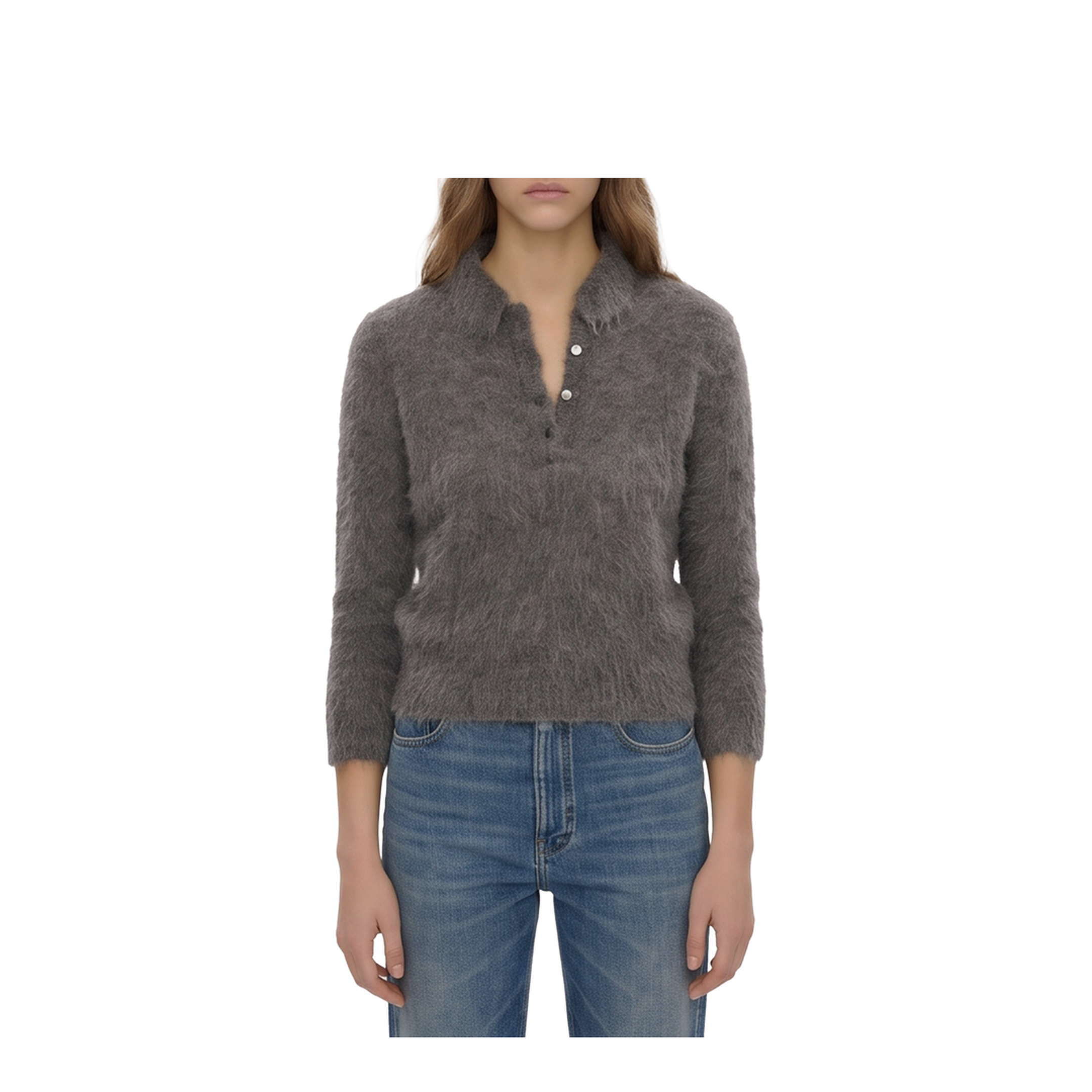 Smoky Grey Polo-Style Pullover - Image 1
