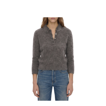Smoky Grey Polo-Style Pullover - Image 1