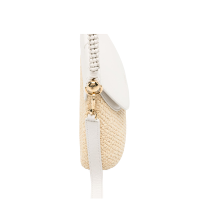 Pescador Medium Raffia/Calfskin Bag - Natural/White - Image 4