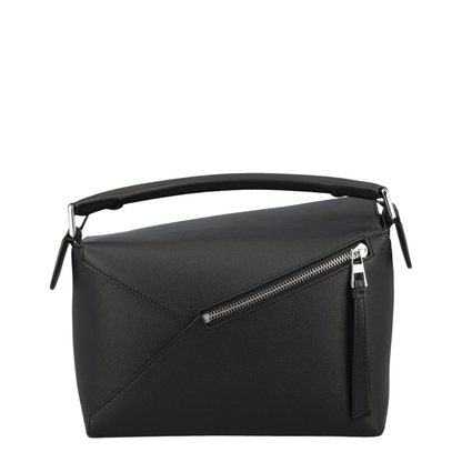 Small Puzzle Edge Bag in Soft Grained Calfskin Black - Image 3