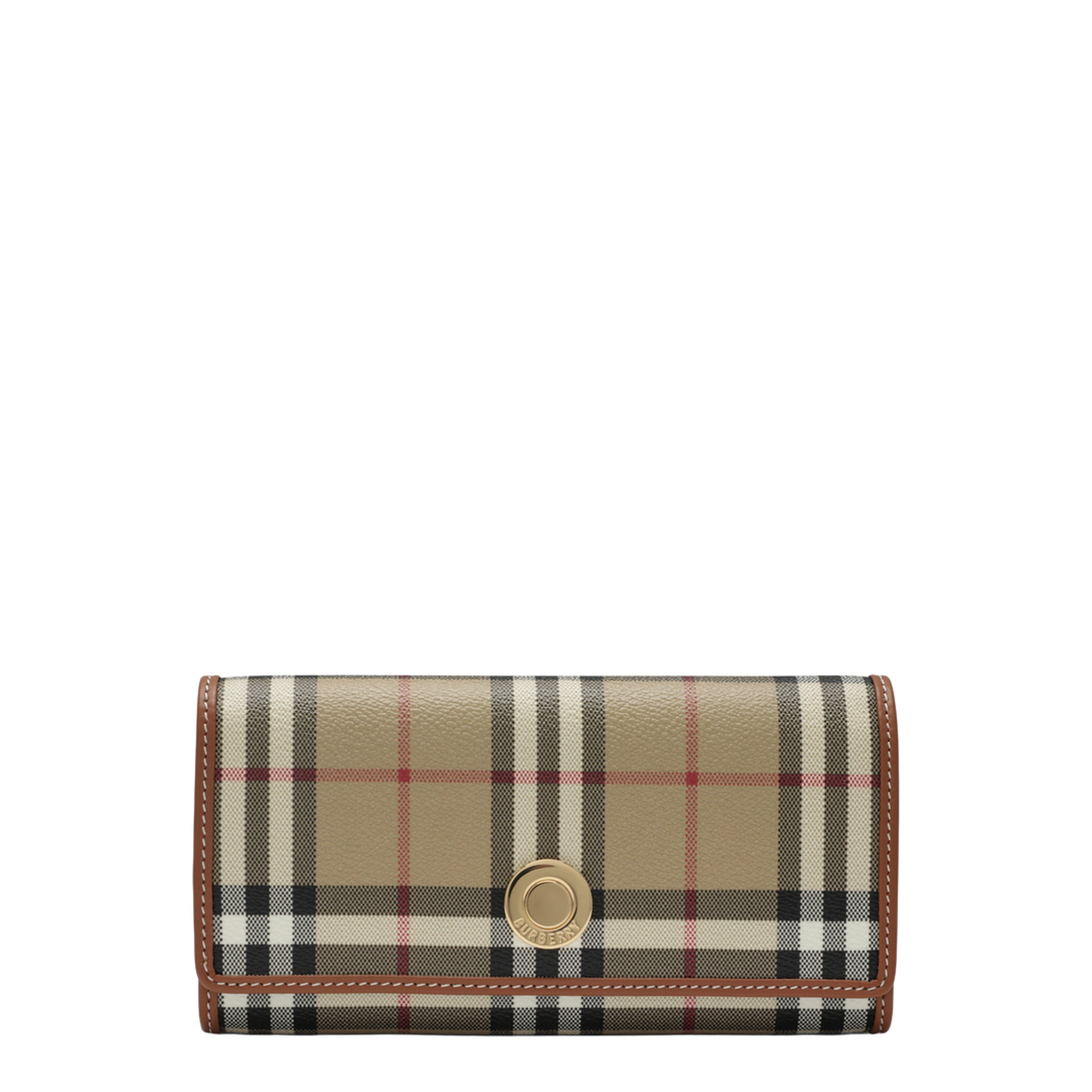 Check Continental Wallet In Coated Cotton Blend Beige - Image 1