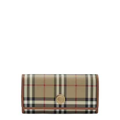 Check Continental Wallet In Coated Cotton Blend Beige - Image 1