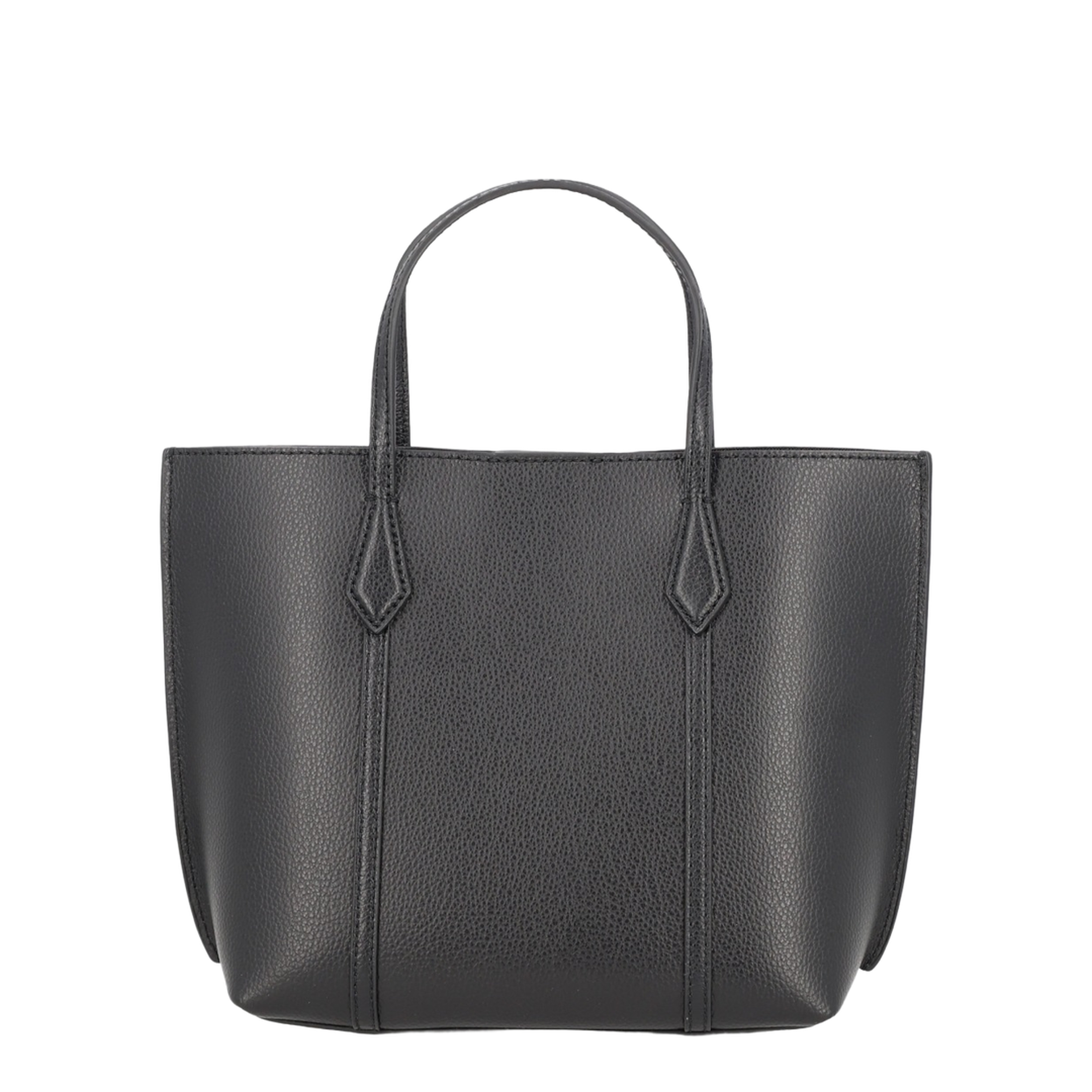Perry Small Grained Leather Tote - Black - Image 3