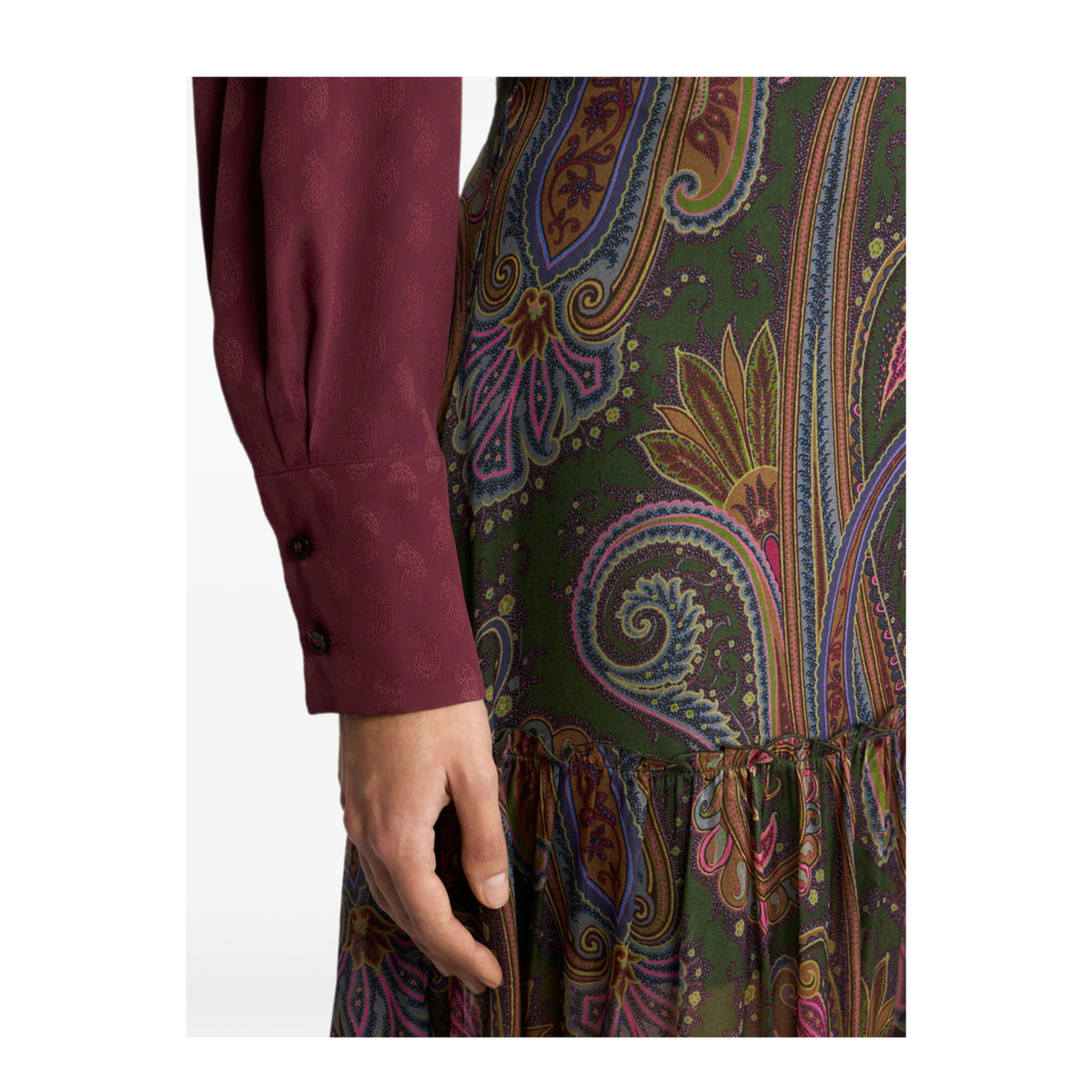 Silk Maxi Skirt with Placed Paisley Print - Image 5
