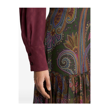 Silk Maxi Skirt with Placed Paisley Print - Image 5