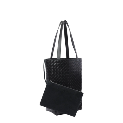 Intrecciato Small Leather Tote Bags - Black - Image 4