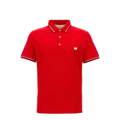 Red Cotton Polo Shirt - Image 1