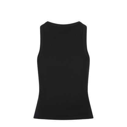 Black Slim-Cut Tank Top with Logo - Image 2
