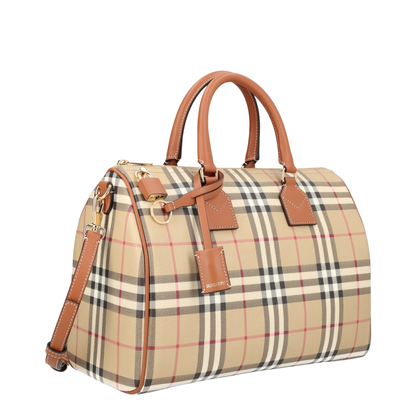 Check Medium Bowling Bag - Beige - Image 2