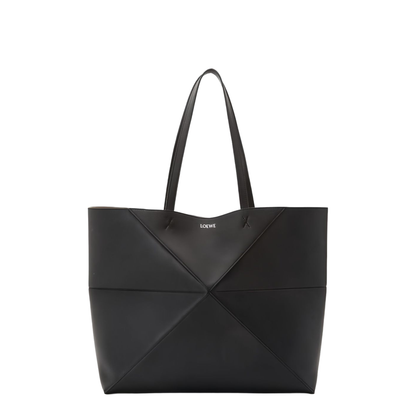 Puzzle Medium Horizontal Soft Grained Calfskin Tote - Black - Image 1