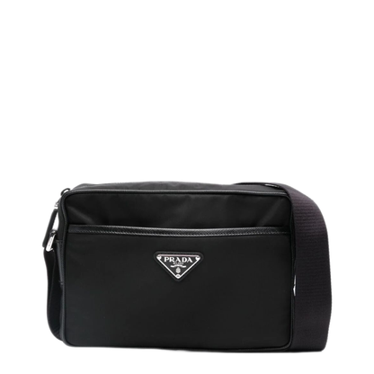 Re-Nylon Saffiano Leather Messenger Bag - Black - Image 1