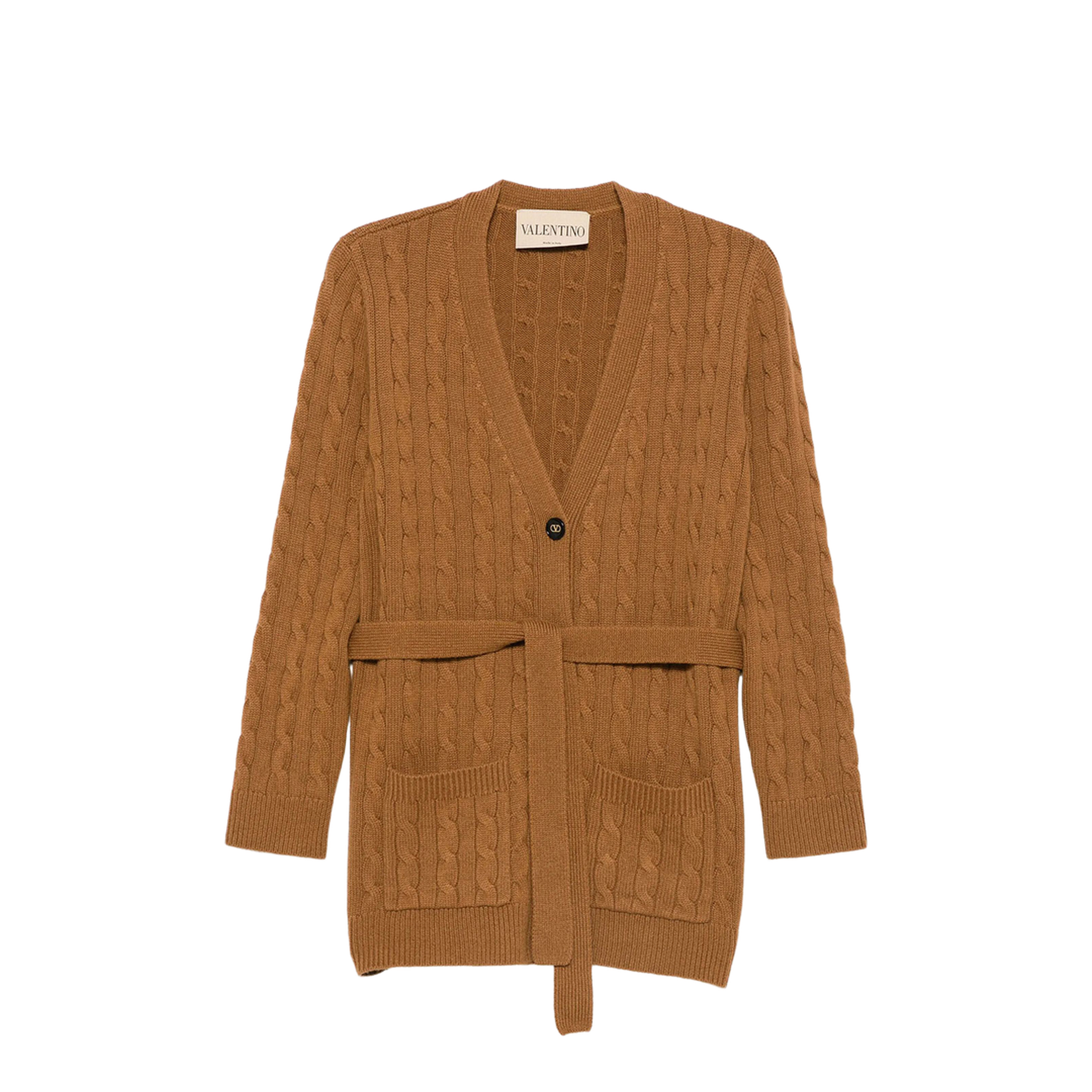 Cable-Knit Belted Cashmere Cardigan - Image 1