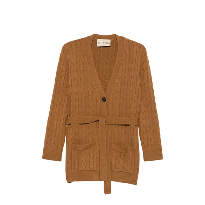 Cable-Knit Belted Cashmere Cardigan - Image 1