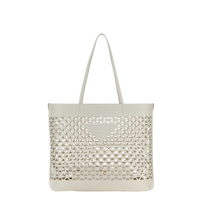 White Leather Shopping Bag - Image 1