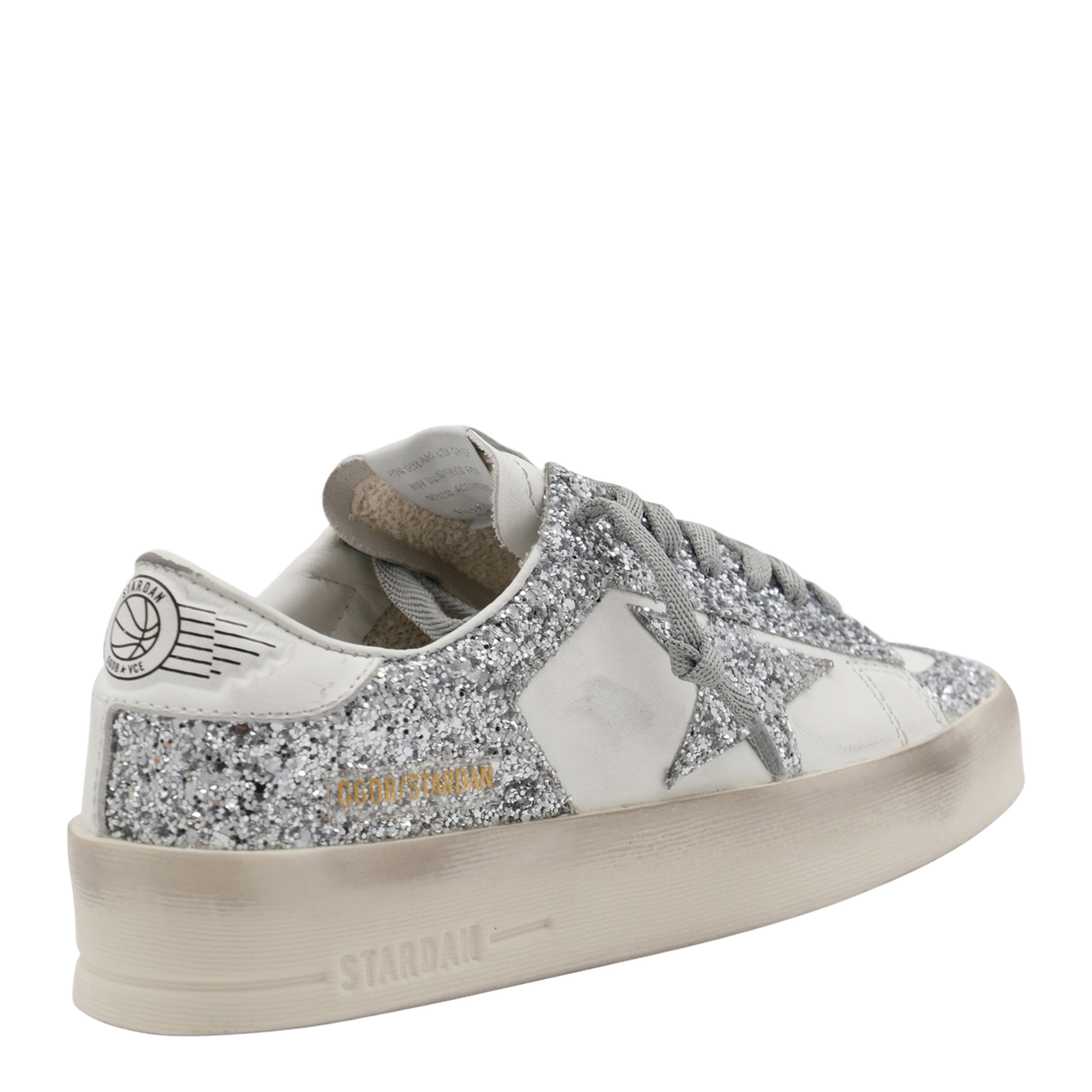 Stardan Sneakers in White and Silver Glitter - Image 6