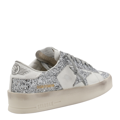 Stardan Sneakers in White and Silver Glitter - Image 6