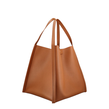 Double Cube Leather Handbag - Brown - Image 4