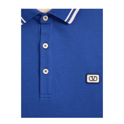 Cotton Piqué Polo Shirt with Vlogo Patch - Image 7