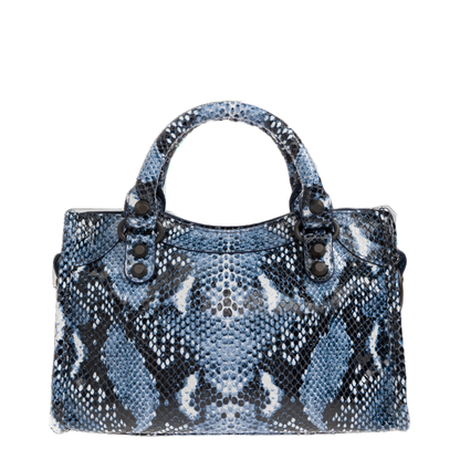 Le City Mini Python Embossed Calfskin Bag - Blue - Image 3