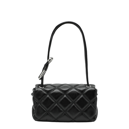 Contemporary Mini Quilted Leather Shoulder Bag - Black - Image 2